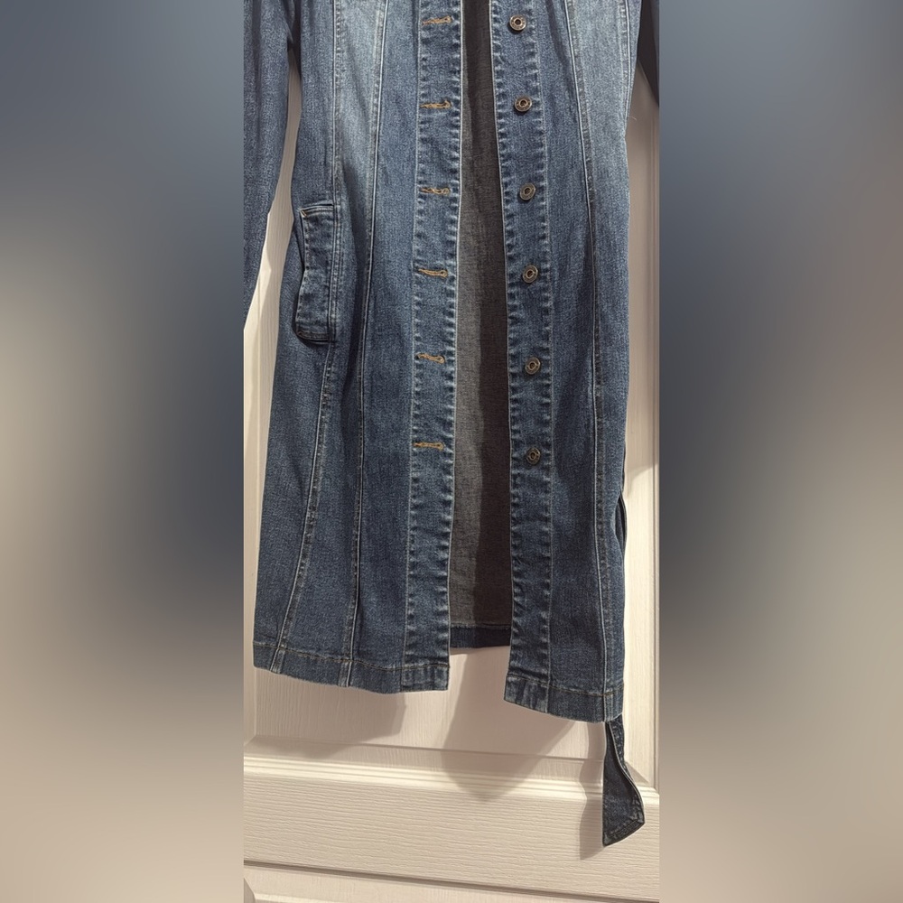 VINTAGE ARMOR JEANS Women's Blue Denim Long Coat Medium - Picture 2 of 5